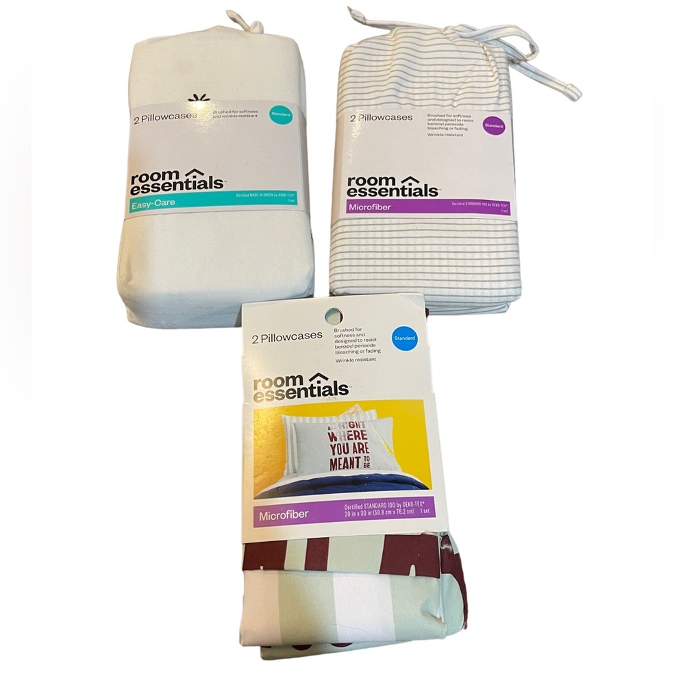 🌸 Bundle of 3 packages Easy-Care Room Essentials‎ Pillowcases NWT